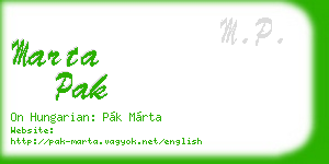 marta pak business card